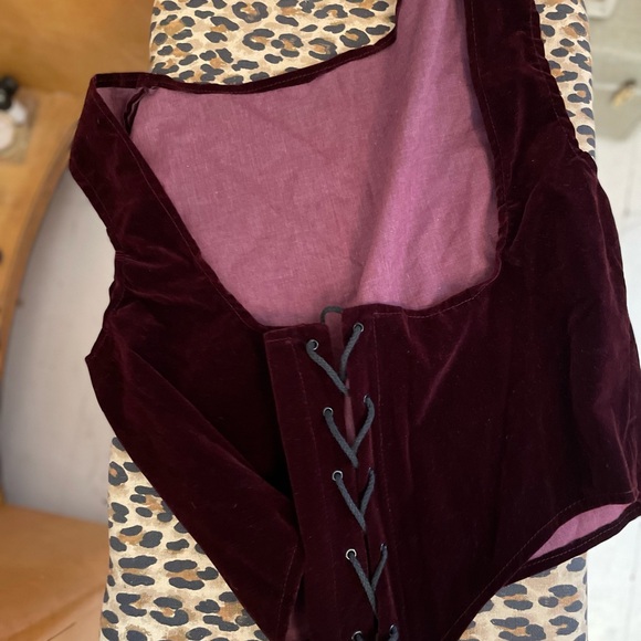 Elegant Burgundy Lace-Up Women's Top - Picture 1 of 4